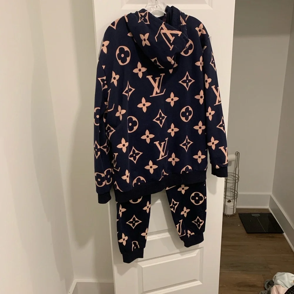 Louis Vuitton Dark Blue and Cream Monogram Hooded Tracksuit - Picture 2 of 8